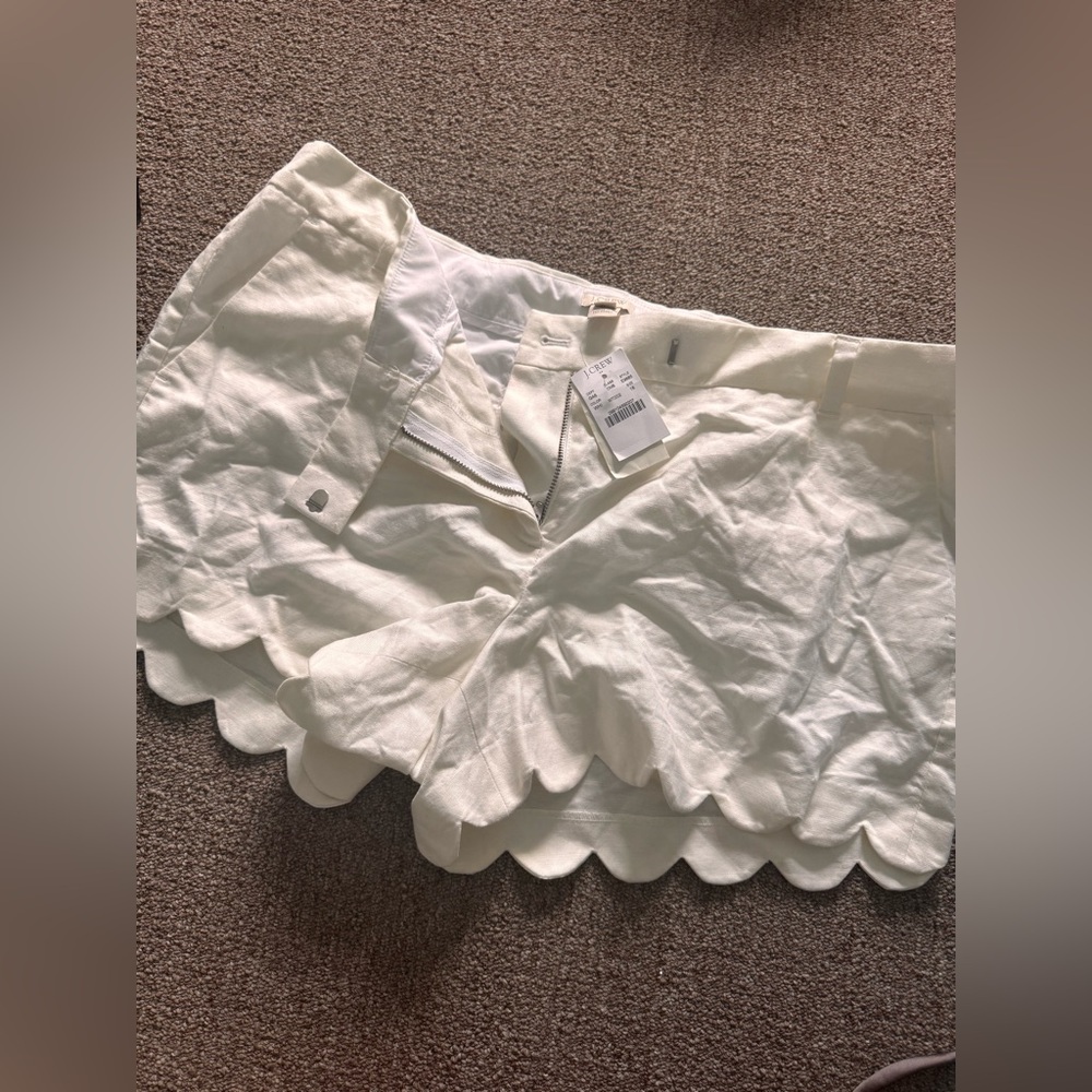 NWT J. Crew White Scalloped Women Shorts Size 16